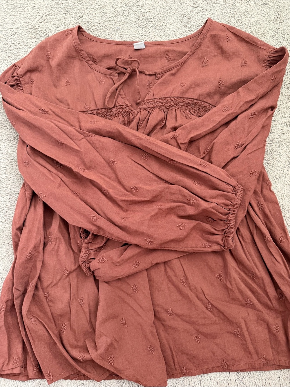 Old Navy Rust Embroidered Peasant Blouse